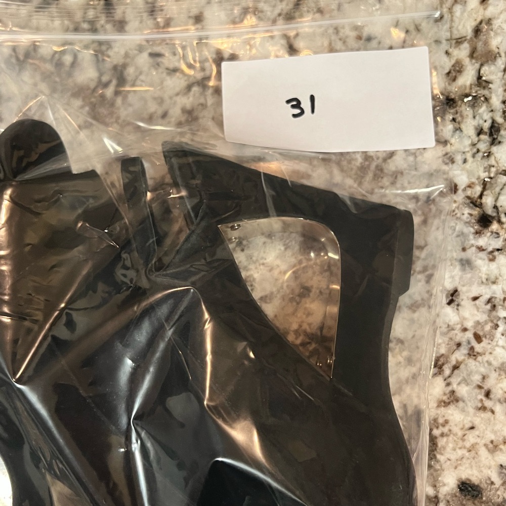 Michael Kors Wedge Heels Peep Toe Cut Out Black Leather Suede Women’s Shoes - Picture 11 of 11